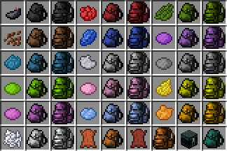 Screenshots: Here an image with all backpacks and the materials you need for them: