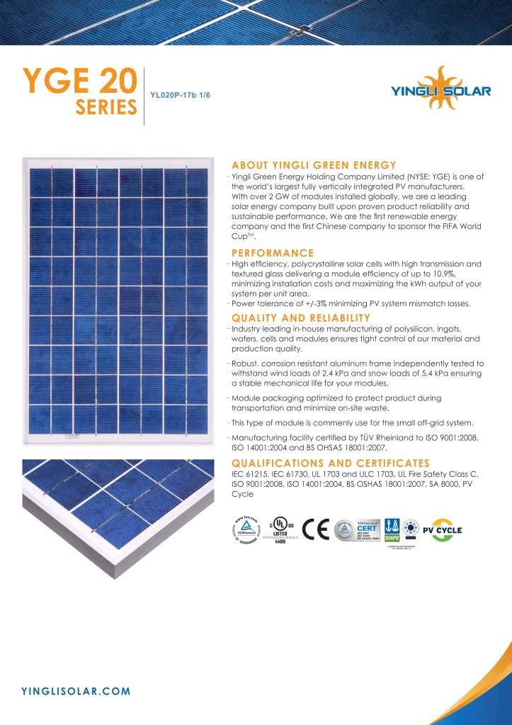 YGE 20 Series Yingli Solar