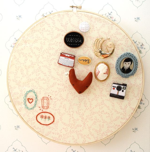 One sheepish girl embroidery hoop brooch display