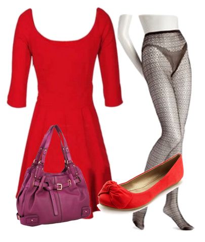 No nonsense tights outfit idea with dress