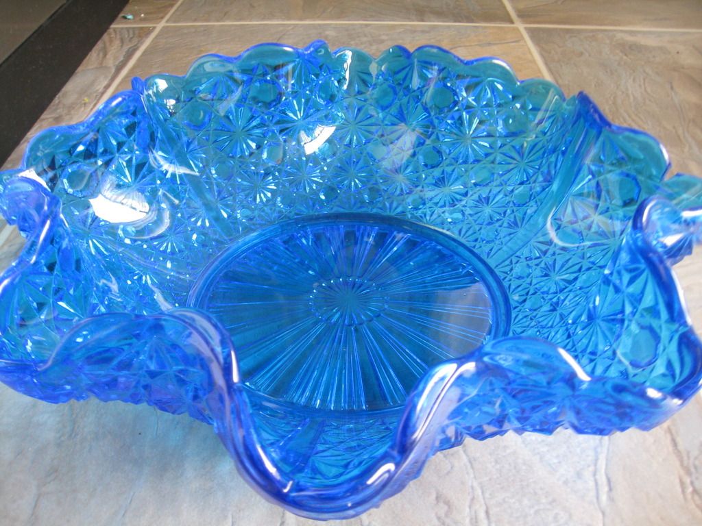 Blue Cut Glass Bowl Antiques Board