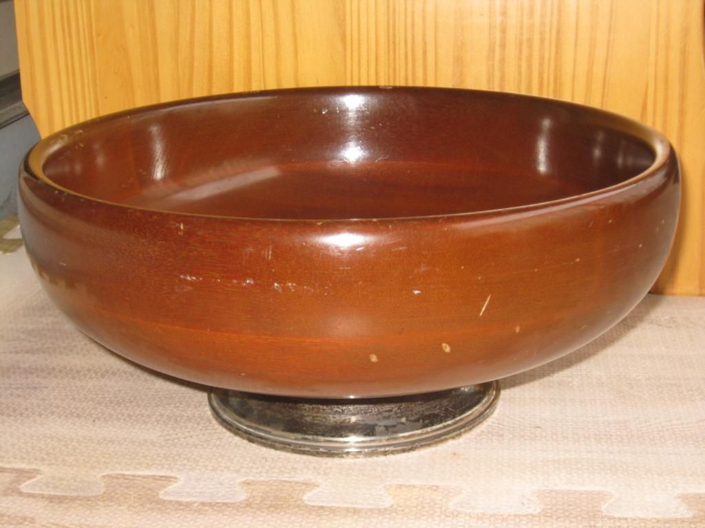 Wood Bowl With Sterling Base Antiques Board