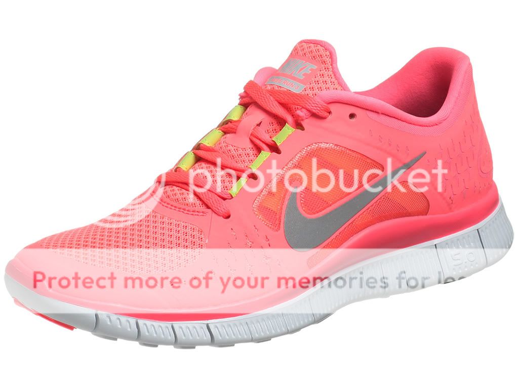 Nike Free Run + 3 Womens Hot Punch/Silver Running Shoes Brand New